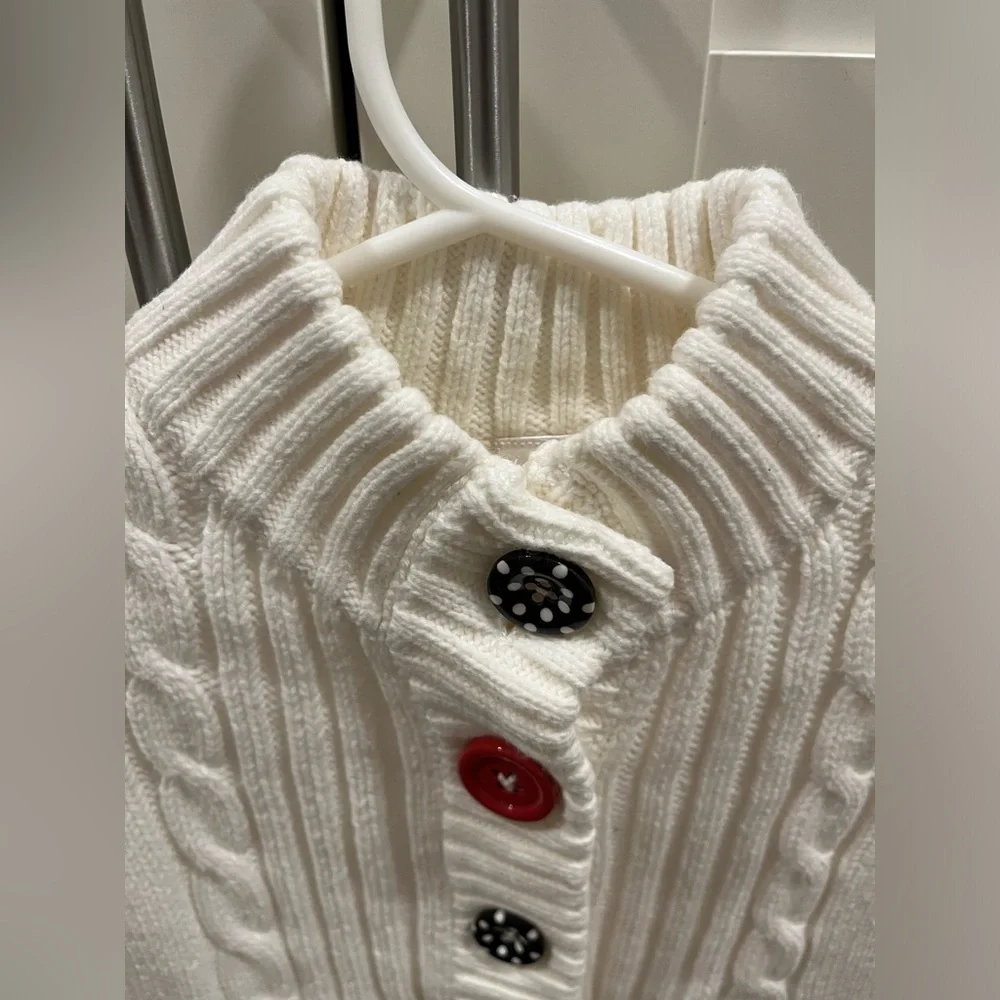 Gymboree size XS (3-4) winter white cardigan with colored buttons